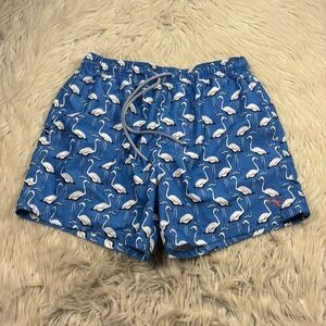 Ted Baker Men's L (4) Blue Flamingo Print Swim Shorts Mesh Liner Resort Beach